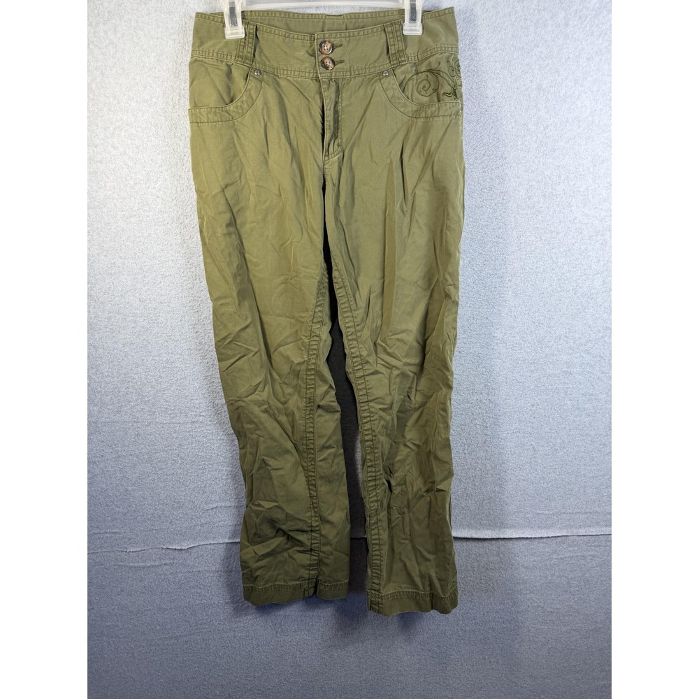 Cabela's Pants Womens 8 Green Chino Twill Embroidered Pockets Casual Outdoor